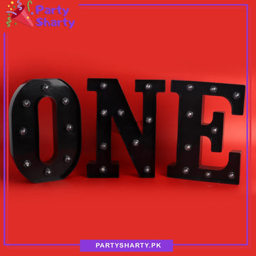 Black ONE Warm LED Alphabet for First Birthday Decoration